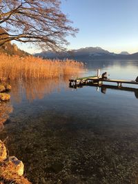 Scenic view of lake against sky