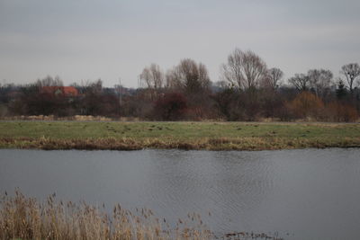 Scenic view of lake against sky