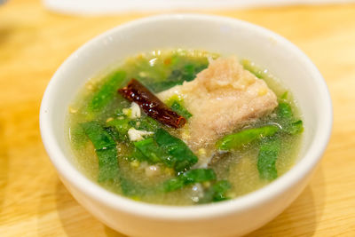 Close-up of soup in bowl