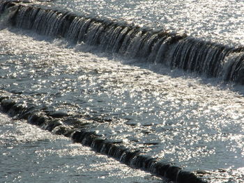 View of water flowing through rocks