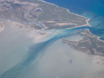 Aerial view of snow covered landscape