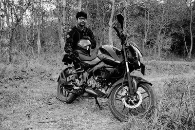 Portrait of a man riding motorcycle