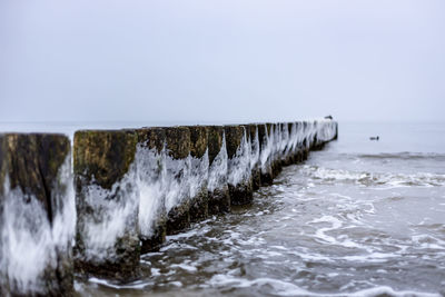 Panoramic view of sea against clear sky