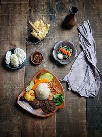 High angle view of food on table