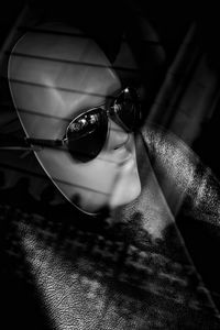 High angle view of man wearing sunglasses