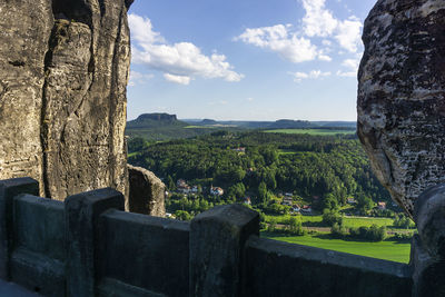 Scenic view of landscape against cloudy sky