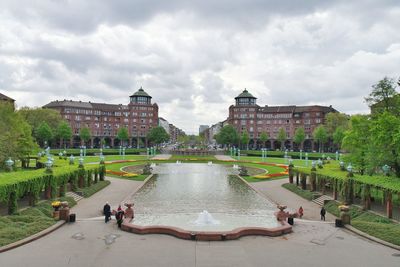 View of tourist resort against cloudy sky