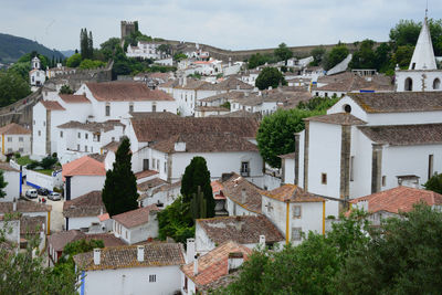 High angle view of townscape against sky