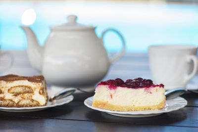 Close-up of dessert in plate on table