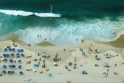 High angle view of people on beach