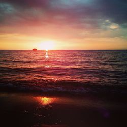 Scenic view of sea at sunset