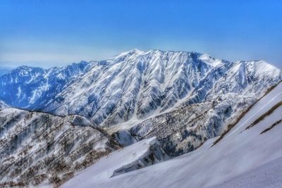 Scenic view of snowcapped mountains