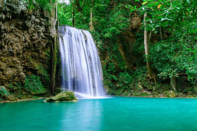 Waterfall cliff level 3, erawan national park, kanchanaburi, thailand