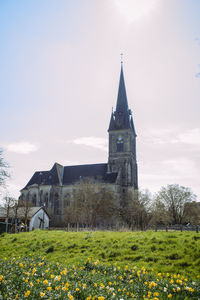 Low angle view of historic building against sky