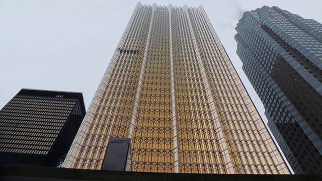 architecture, building exterior, built structure, skyscraper, modern, tall - high, office building, low angle view, city, tower, building, sky, clear sky, glass - material, tall, day, no people, outdoors, city life, reflection