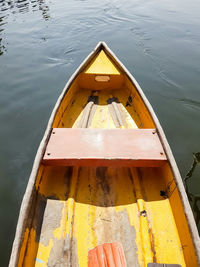 High angle view of yellow floating on water