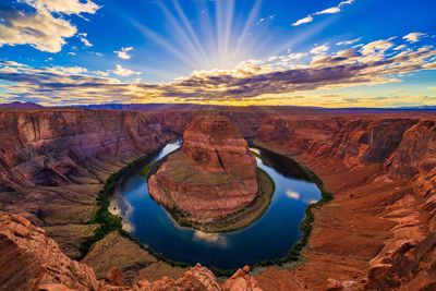 View of rock formations at sunset