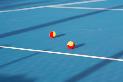 Close-up of ball on tennis court