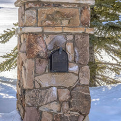 Close-up of stone structure in winter