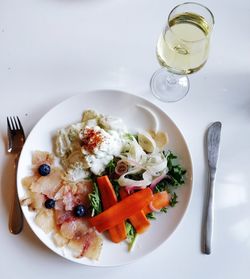 Directly above shot of food served in plate