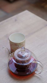 Close-up of coffee cup on table