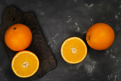 High angle view of orange on table