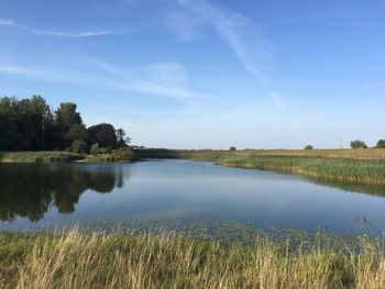Scenic view of lake against sky