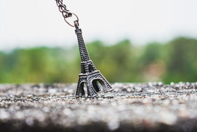 Close-up of eiffel tower decoration on field