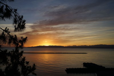 Scenic view of calm sea at sunset