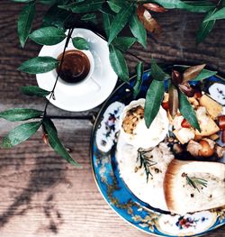 High angle view of coffee on table