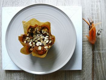 High angle view of food on plate