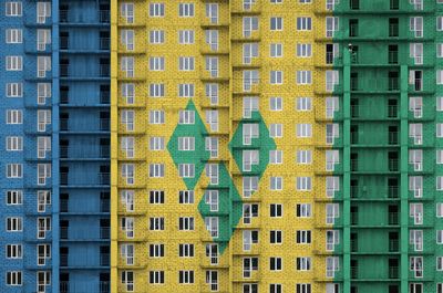 Low angle view of modern building in city