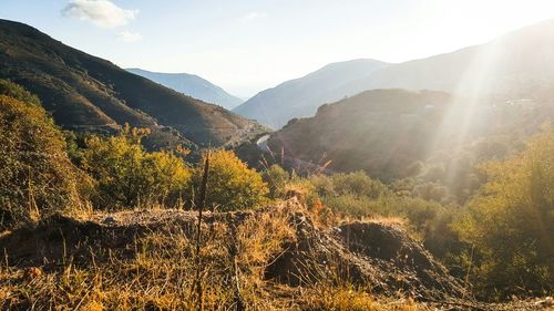 Scenic view of mountains against sky