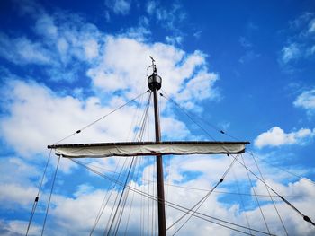 Low angle view of sailboat against sky