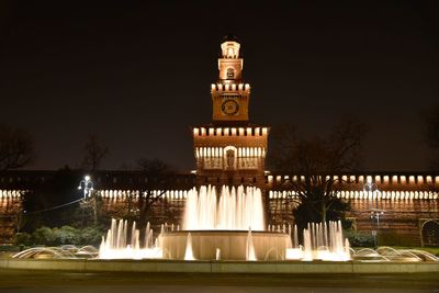 Illuminated building at night