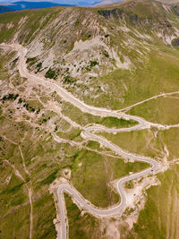 Winding and dangerous road from the high mountain pass in transalpina, romania