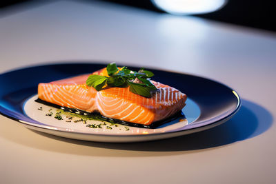 Close-up of dessert in plate on table