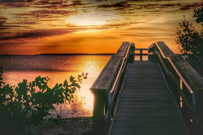 Scenic view of sea at sunset