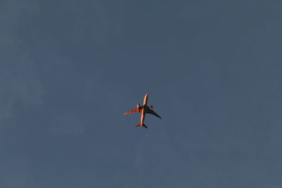 Low angle view of airplane flying in sky
