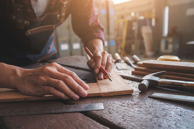 Man working on table