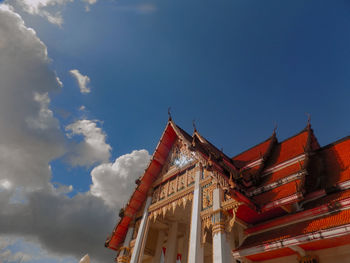 Low angle view of temple building against sky