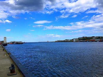 Scenic view of sea against cloudy sky