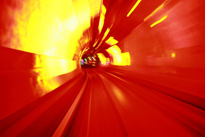 View of illuminated subway tunnel