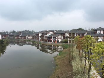 View of river with buildings in background