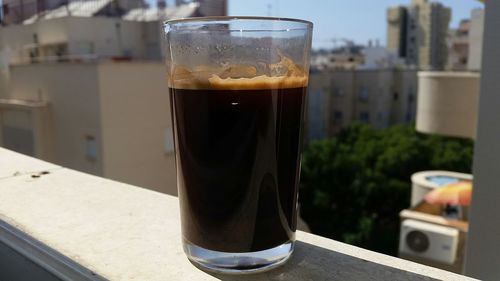 Close-up of beer on table