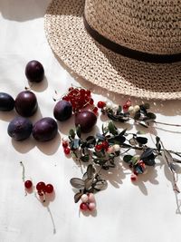 High angle view of food on table