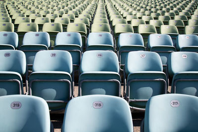 Empty chairs in stadium