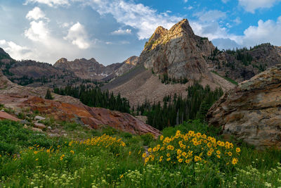 Scenic view of mountains against sky