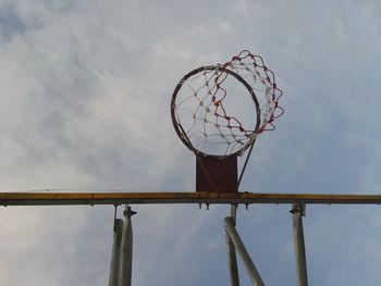 Low angle view of basketball hoop against sky