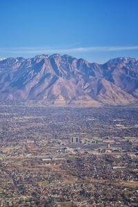 High angle view of mountain range